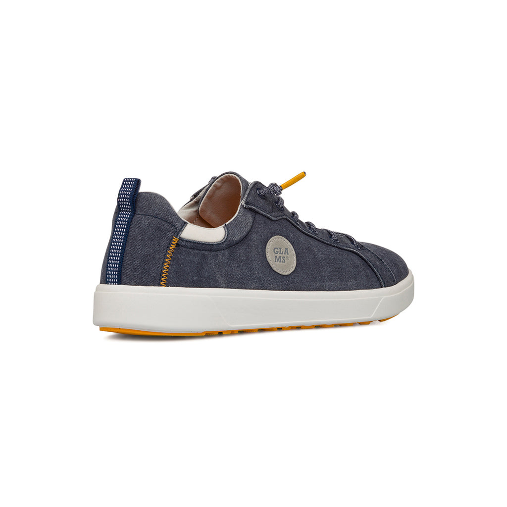 Sneakers blu effetto jeans in tessuto da Uomo con lacci elastici Glams