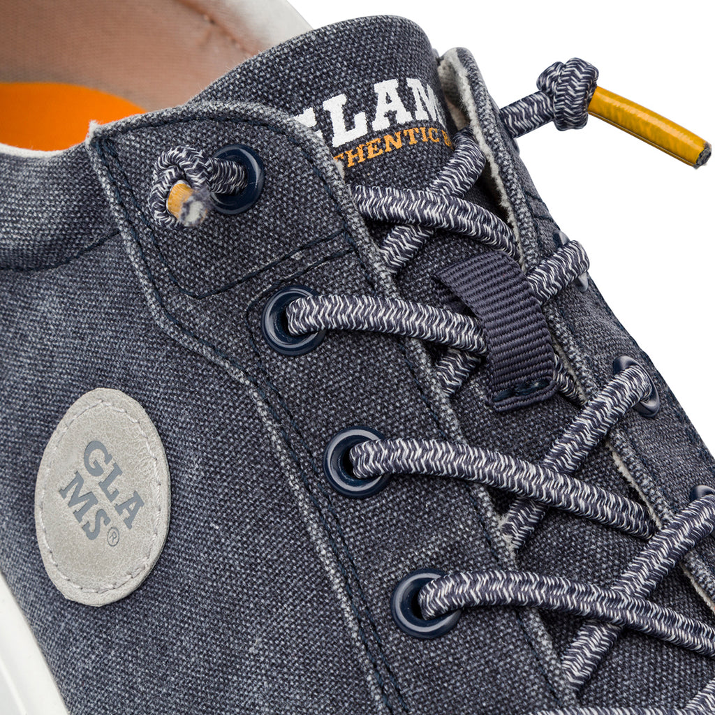 Sneakers blu effetto jeans in tessuto da Uomo con lacci elastici Glams