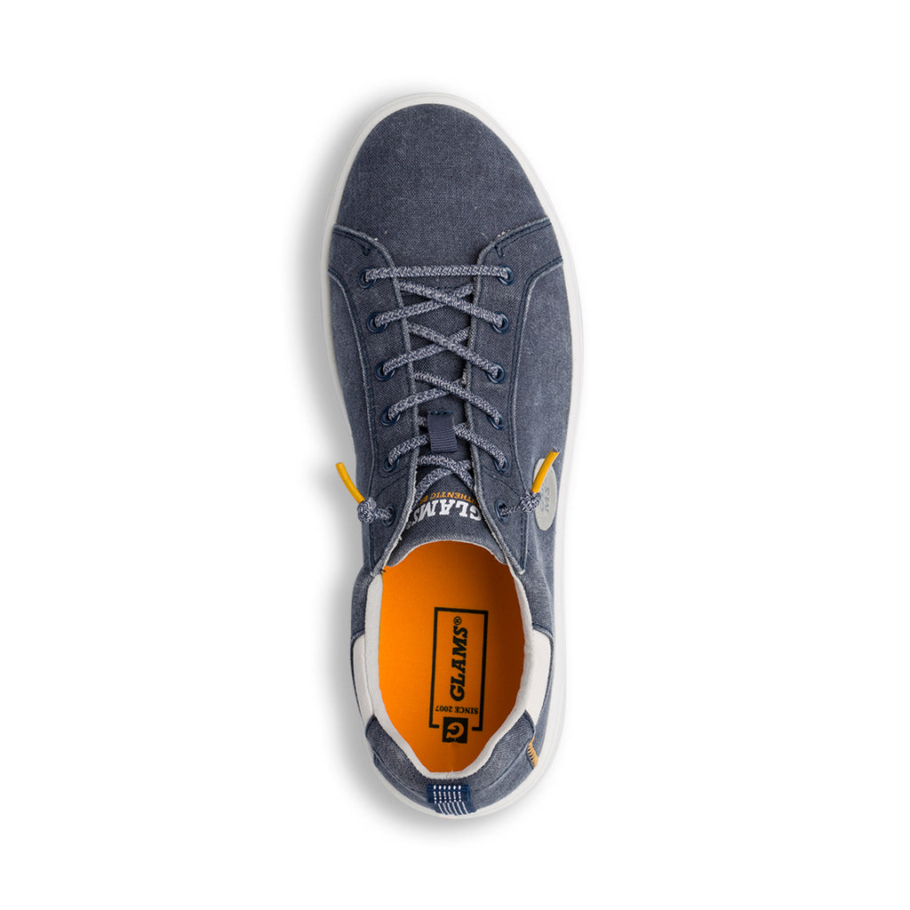 Sneakers blu effetto jeans in tessuto da Uomo con lacci elastici Glams