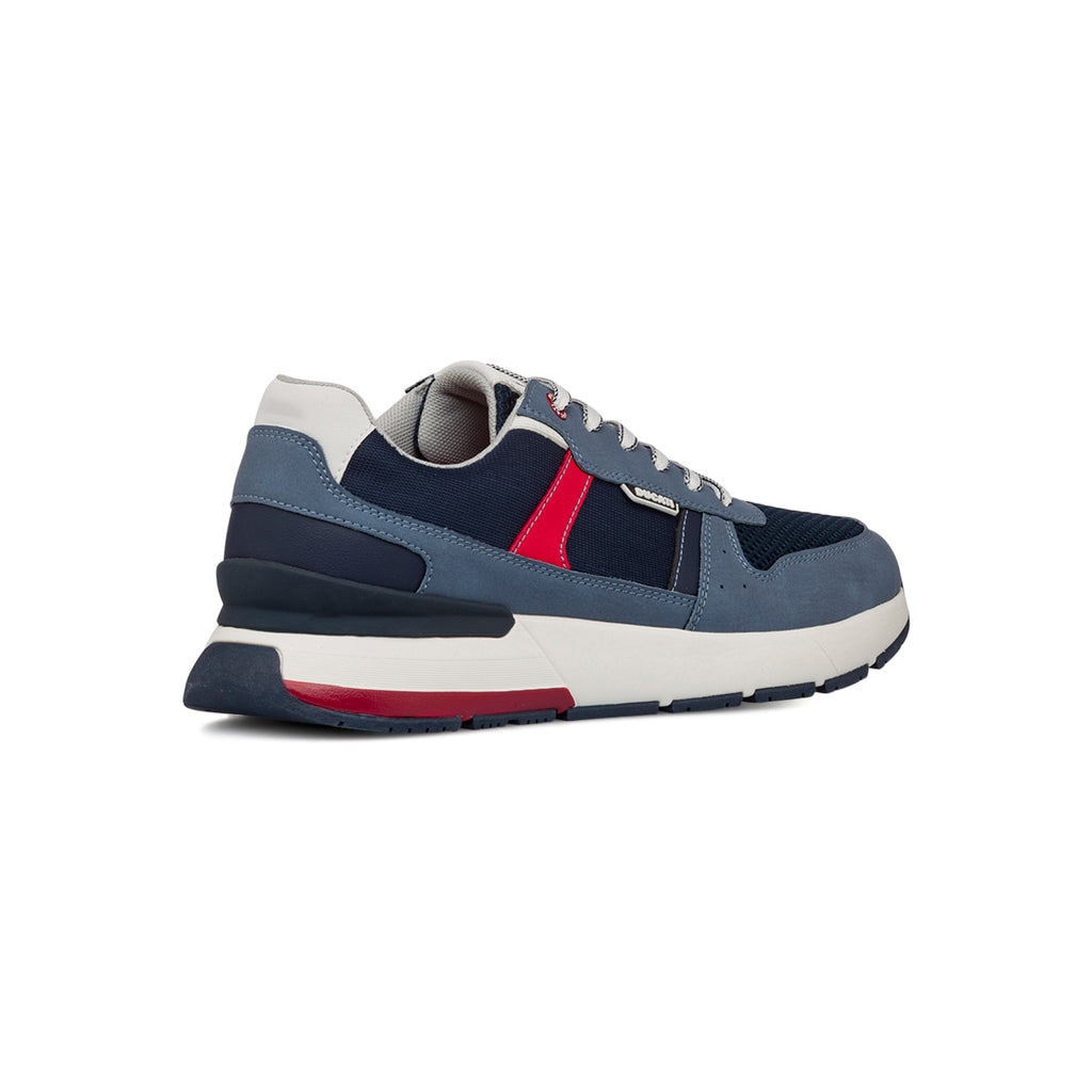 Sneakers uomo in tessuto blu con dettagli rossi e suola ammortizzata Ducati