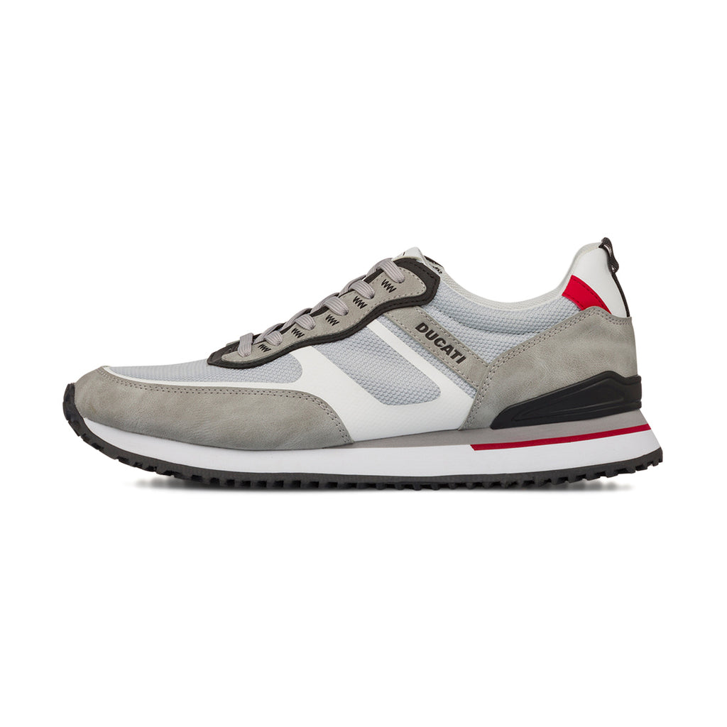 Sneakers grigie da Uomo con dettagli rossi e neri Ducati