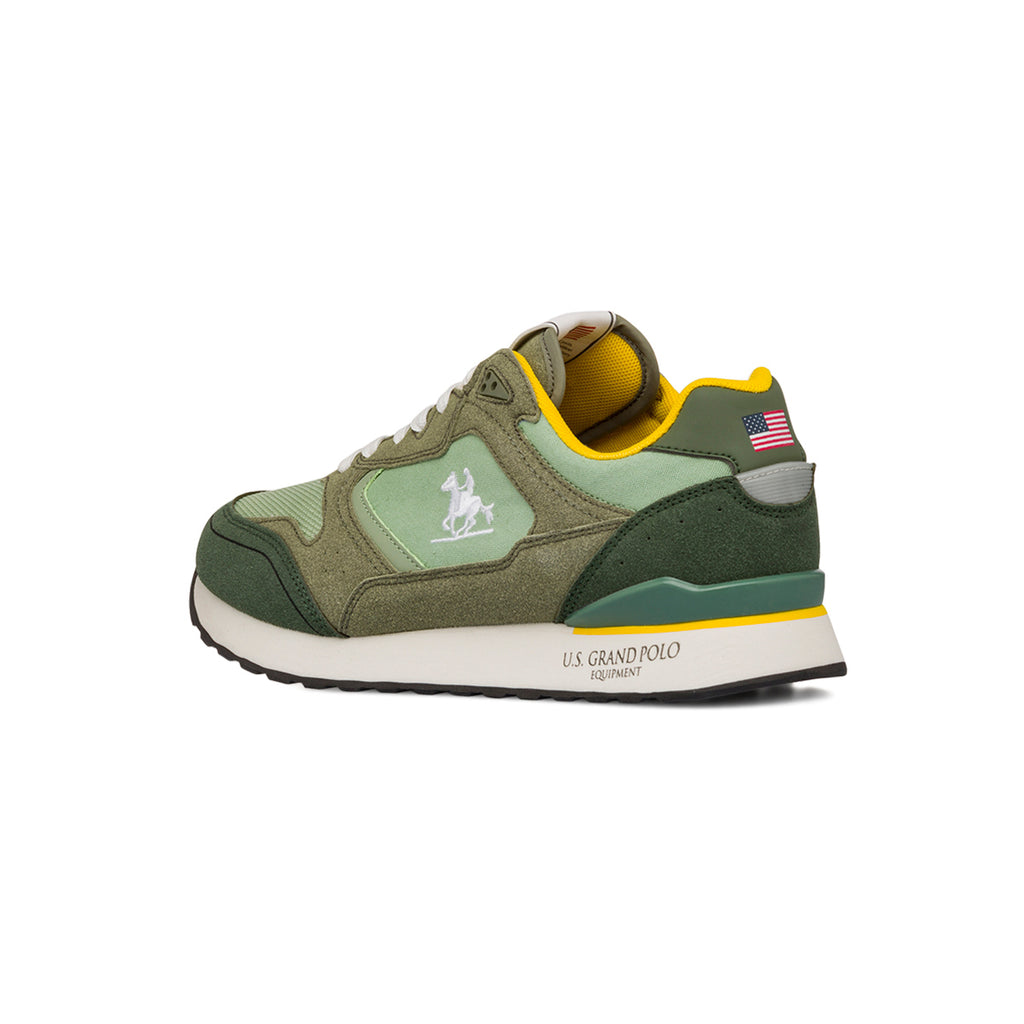 Sneakers bicolore verde militare da Uomo con logo U.S. Grand Polo