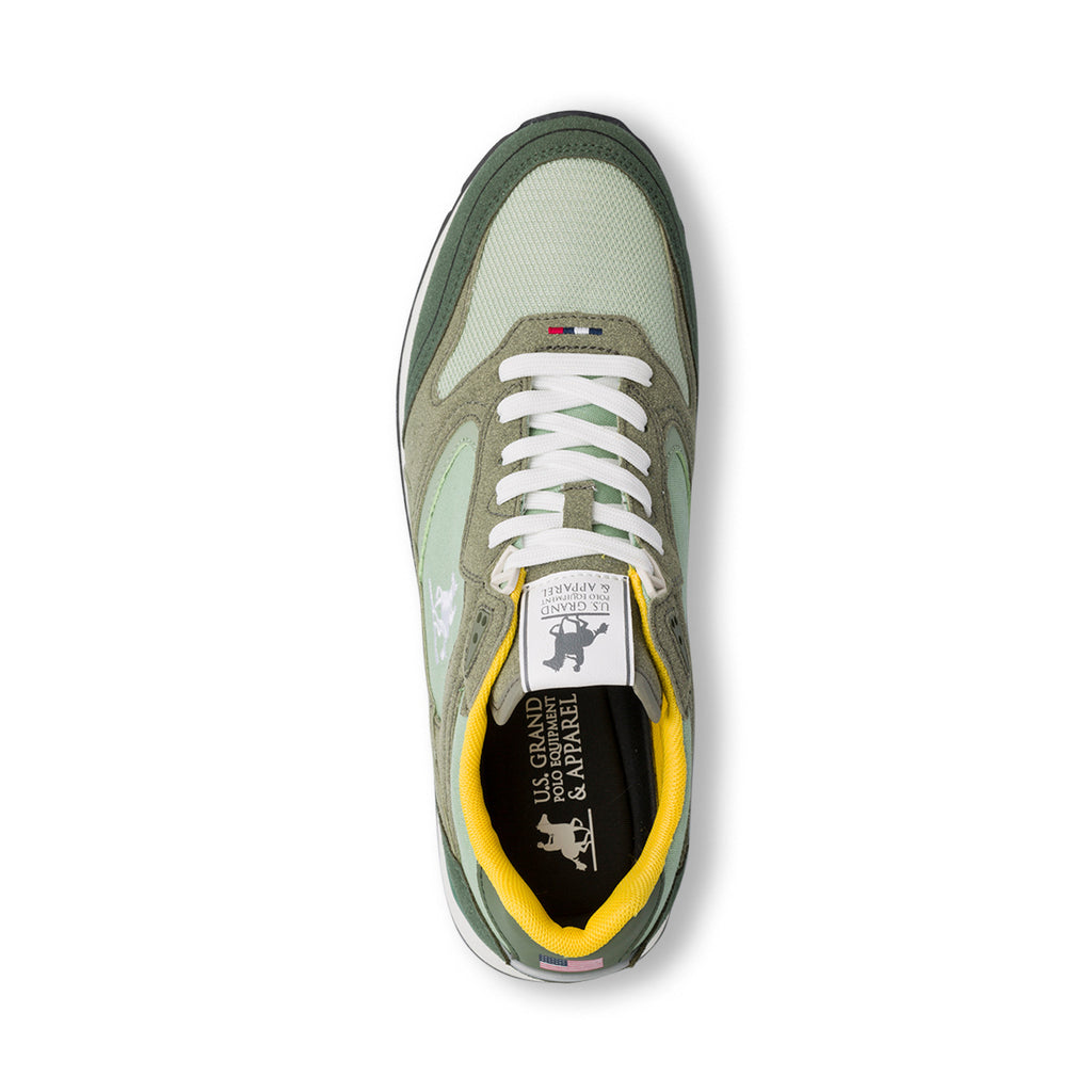 Sneakers bicolore verde militare da Uomo con logo U.S. Grand Polo