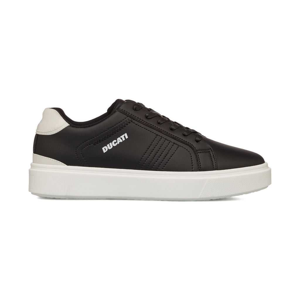 Sneakers da uomo nere con dettaglio bianco e logo laterale Ducati