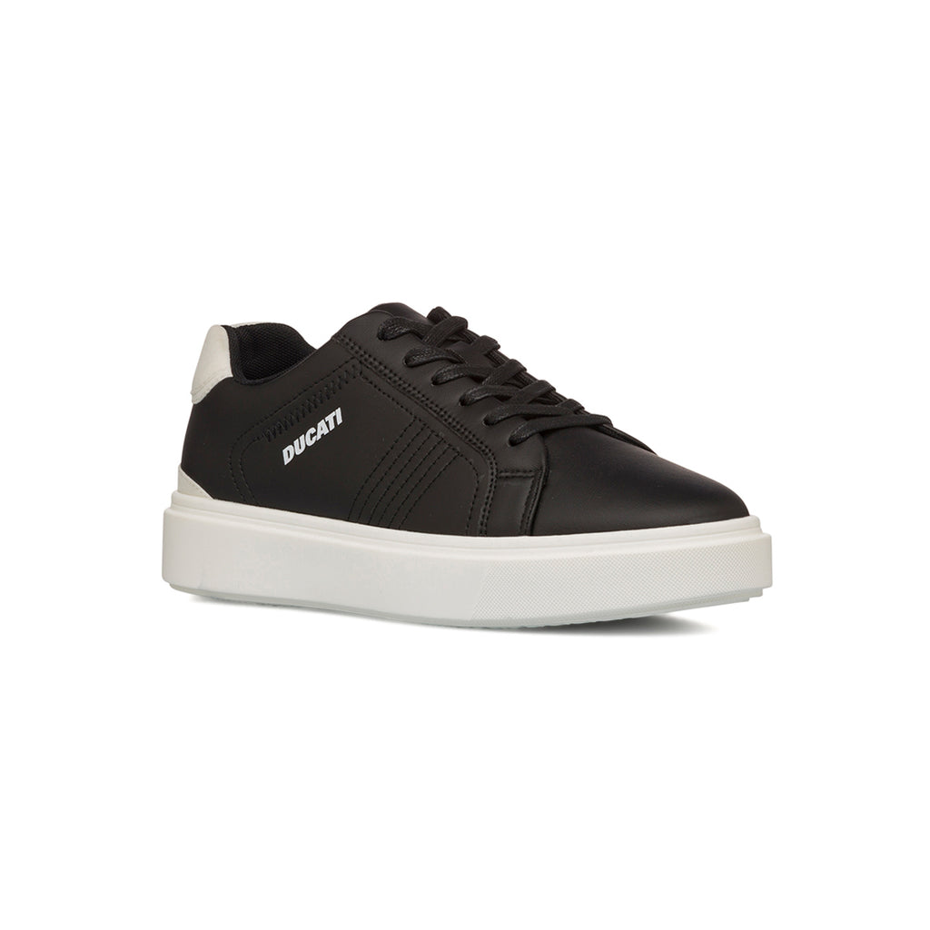 Sneakers da uomo nere con dettaglio bianco e logo laterale Ducati