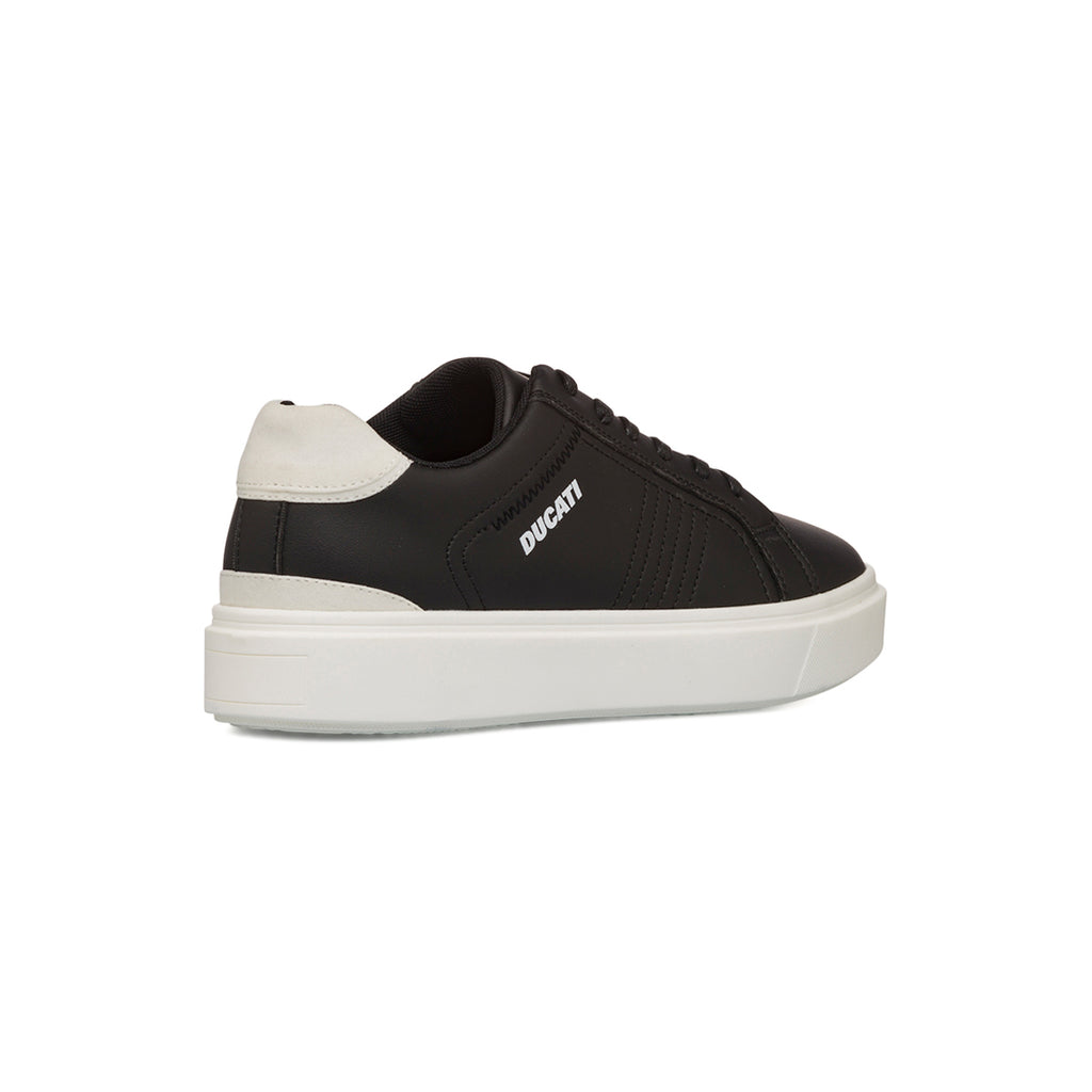 Sneakers da uomo nere con dettaglio bianco e logo laterale Ducati