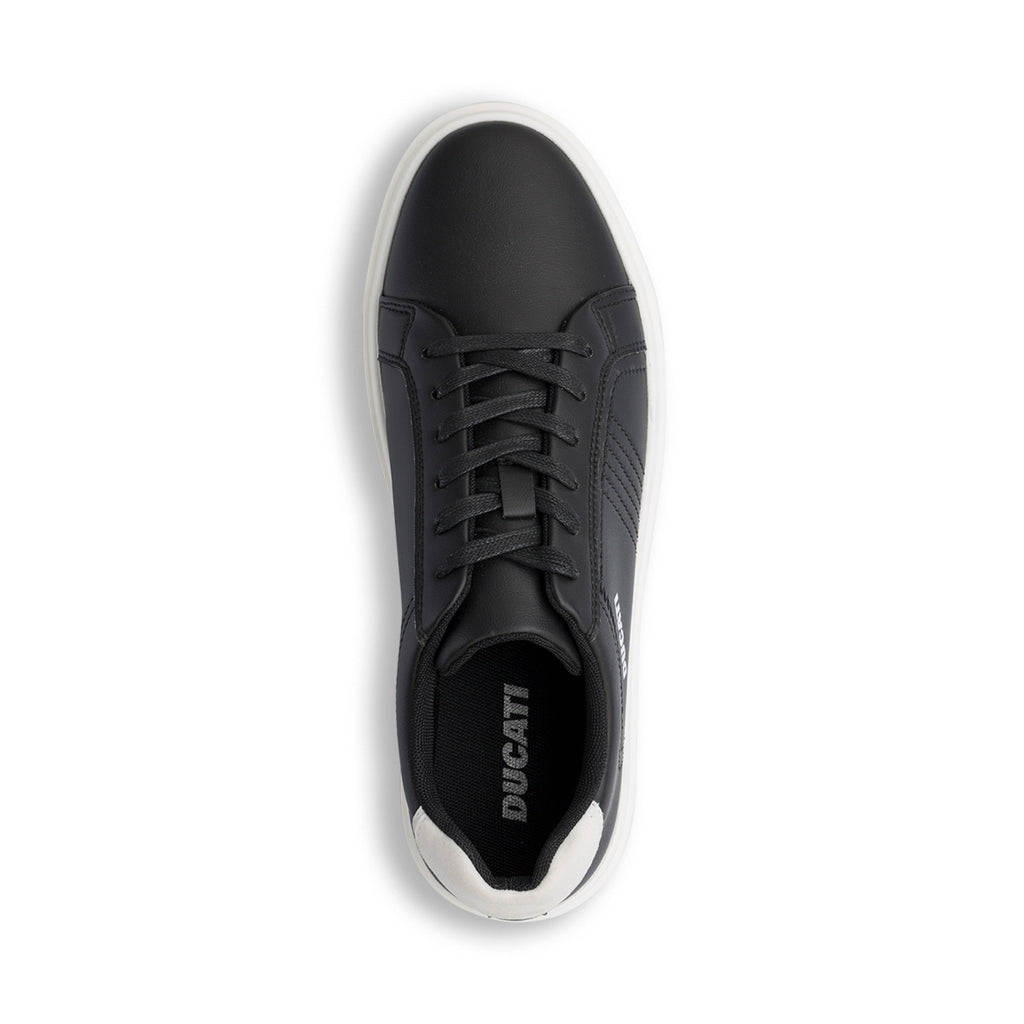 Sneakers da uomo nere con dettaglio bianco e logo laterale Ducati