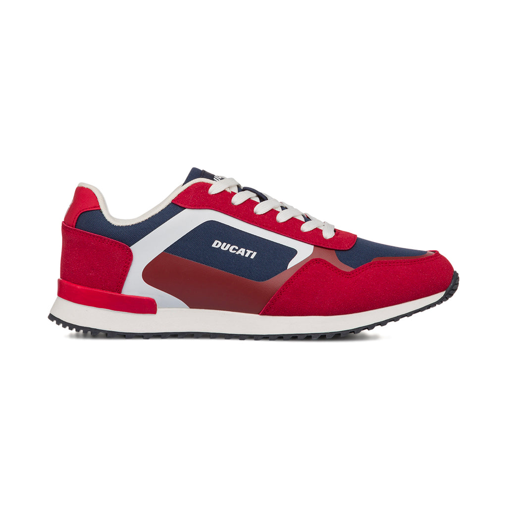 Sneakers bicolore rosso e blu navy da Uomo con logo Ducati