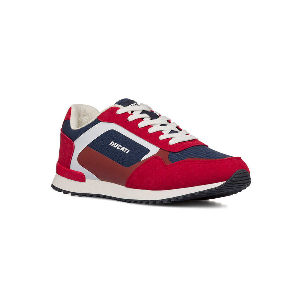 Sneakers bicolore rosso e blu navy da Uomo con logo Ducati