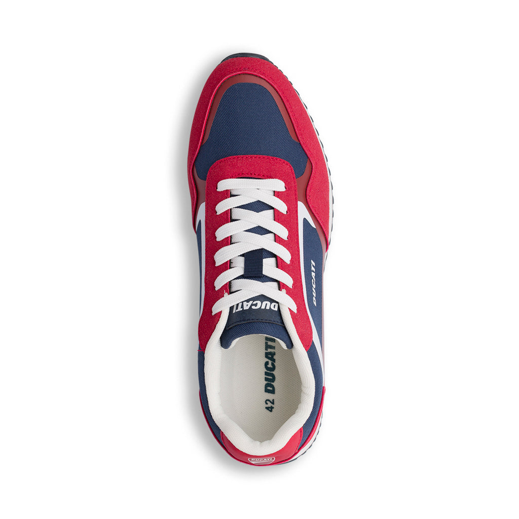 Sneakers bicolore rosso e blu navy da Uomo con logo Ducati