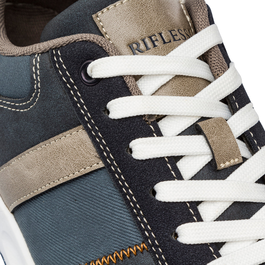 Sneakers bicolore blu e taupe da Uomo con logo Riflessi Urbani