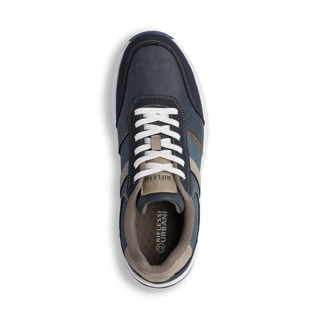Sneakers bicolore blu e taupe da Uomo con logo Riflessi Urbani