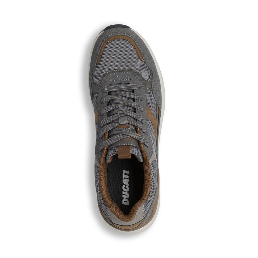 Sneakers grigie da Uomo con dettagli marroni in contrasto Ducati