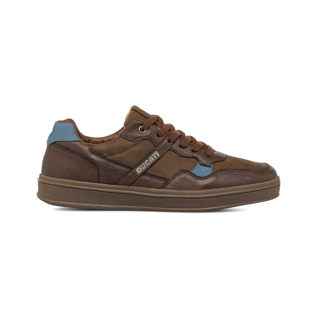 Sneakers marroni da Uomo con inserti Azzurri Ducati