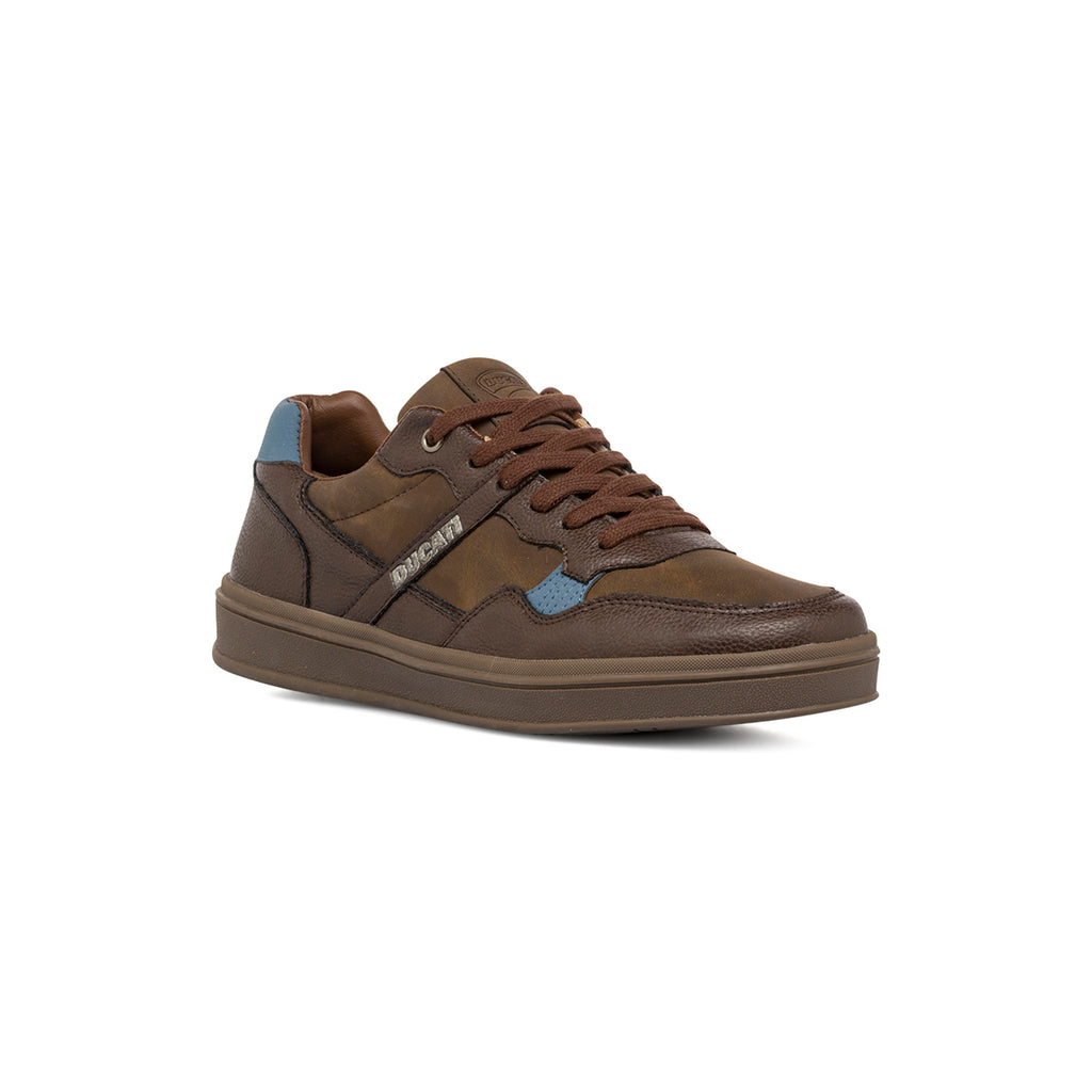 Sneakers marroni da Uomo con inserti Azzurri Ducati