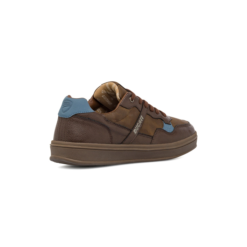 Sneakers marroni da Uomo con inserti Azzurri Ducati