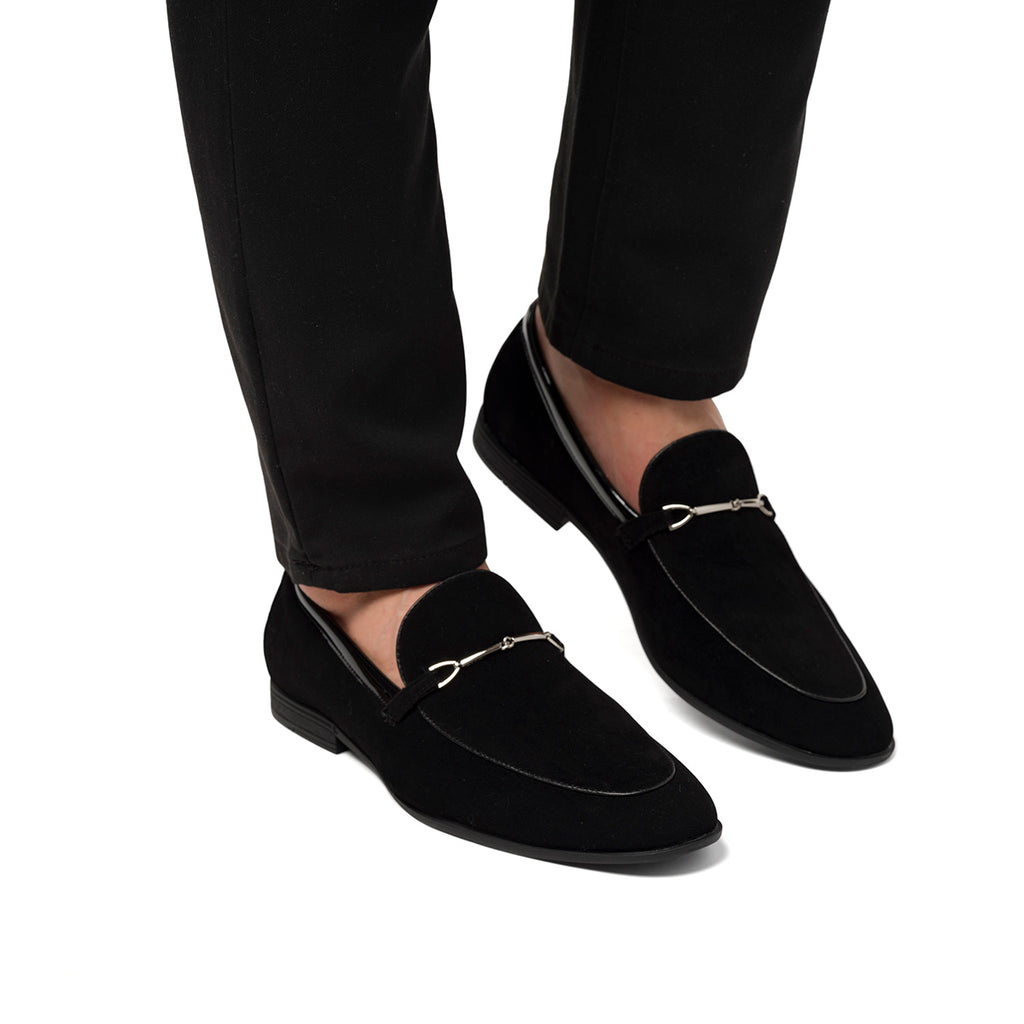 Mocassini eleganti neri effetto scamosciato da uomo Riflessi Urbani