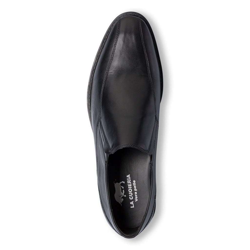 Scarpe eleganti da uomo nere in pelle senza allacciatura La Cuoieria