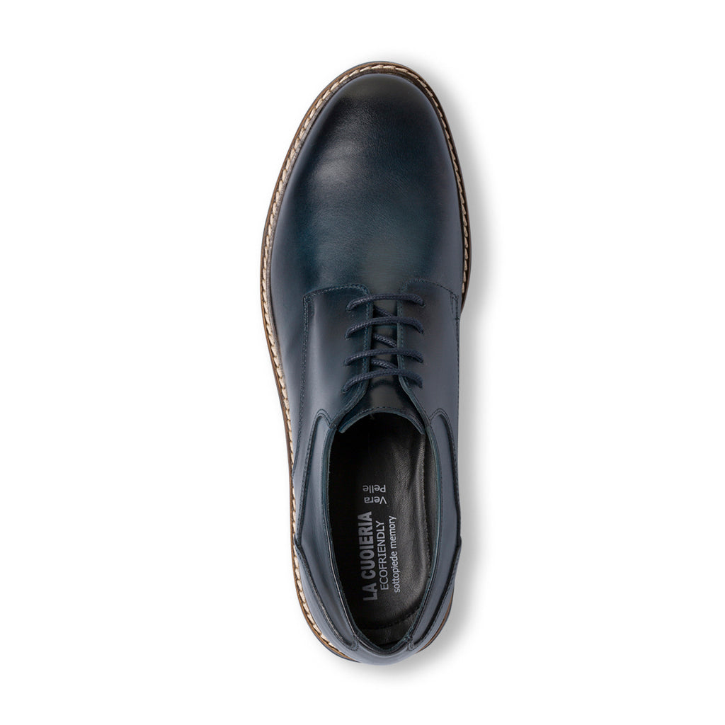 Stringate derby blu da Uomo in pelle La Cuoieria