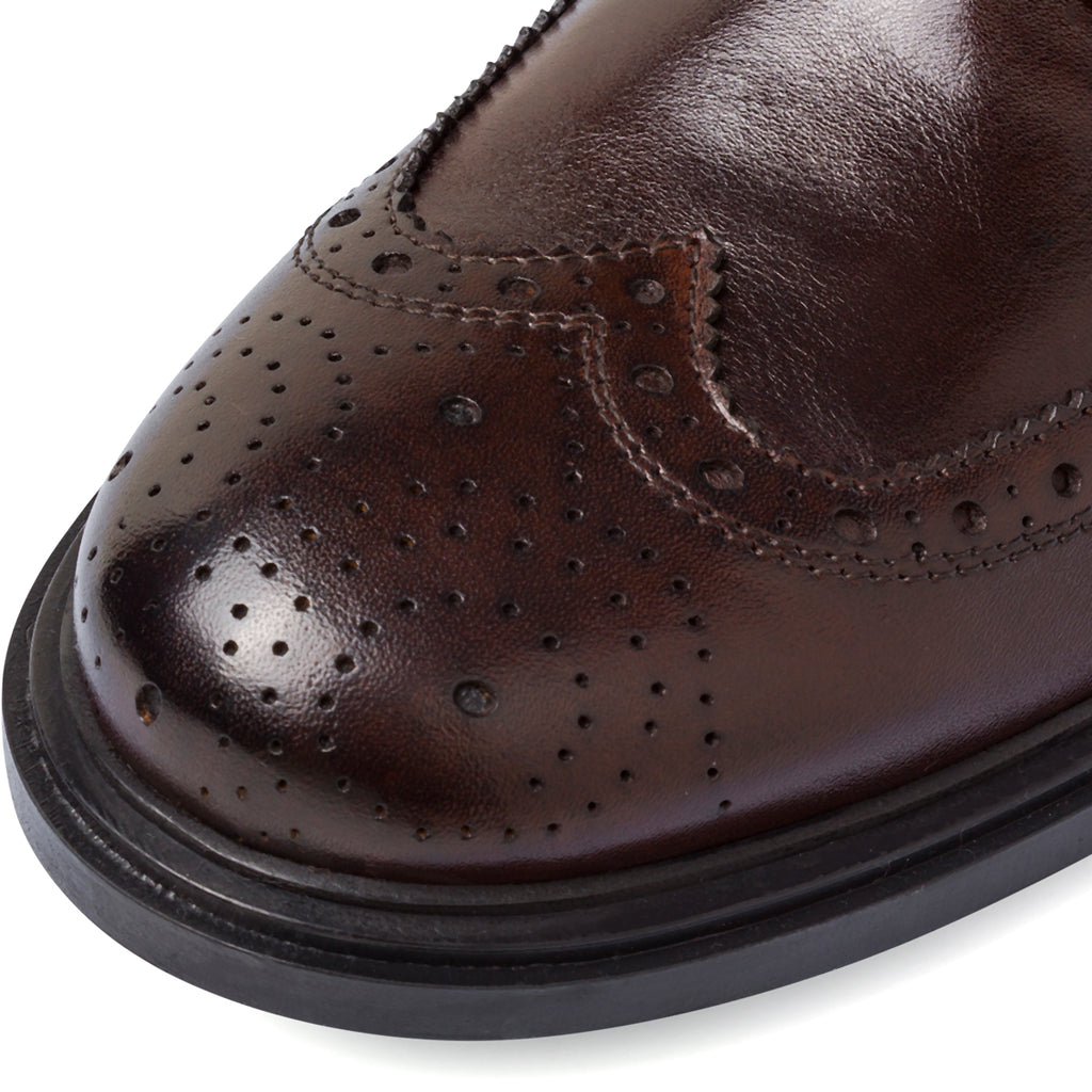 Stringate Derby marroni da Uomo in Pelle con inserti Brogue Primopiano