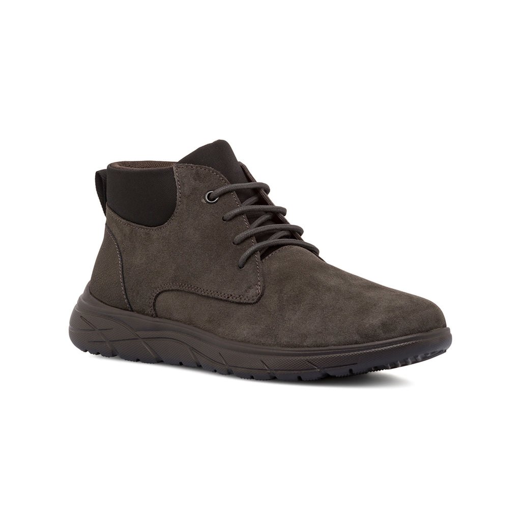 Scarponcini traspiranti grigi da uomo in pelle effetto scamosciato Geox