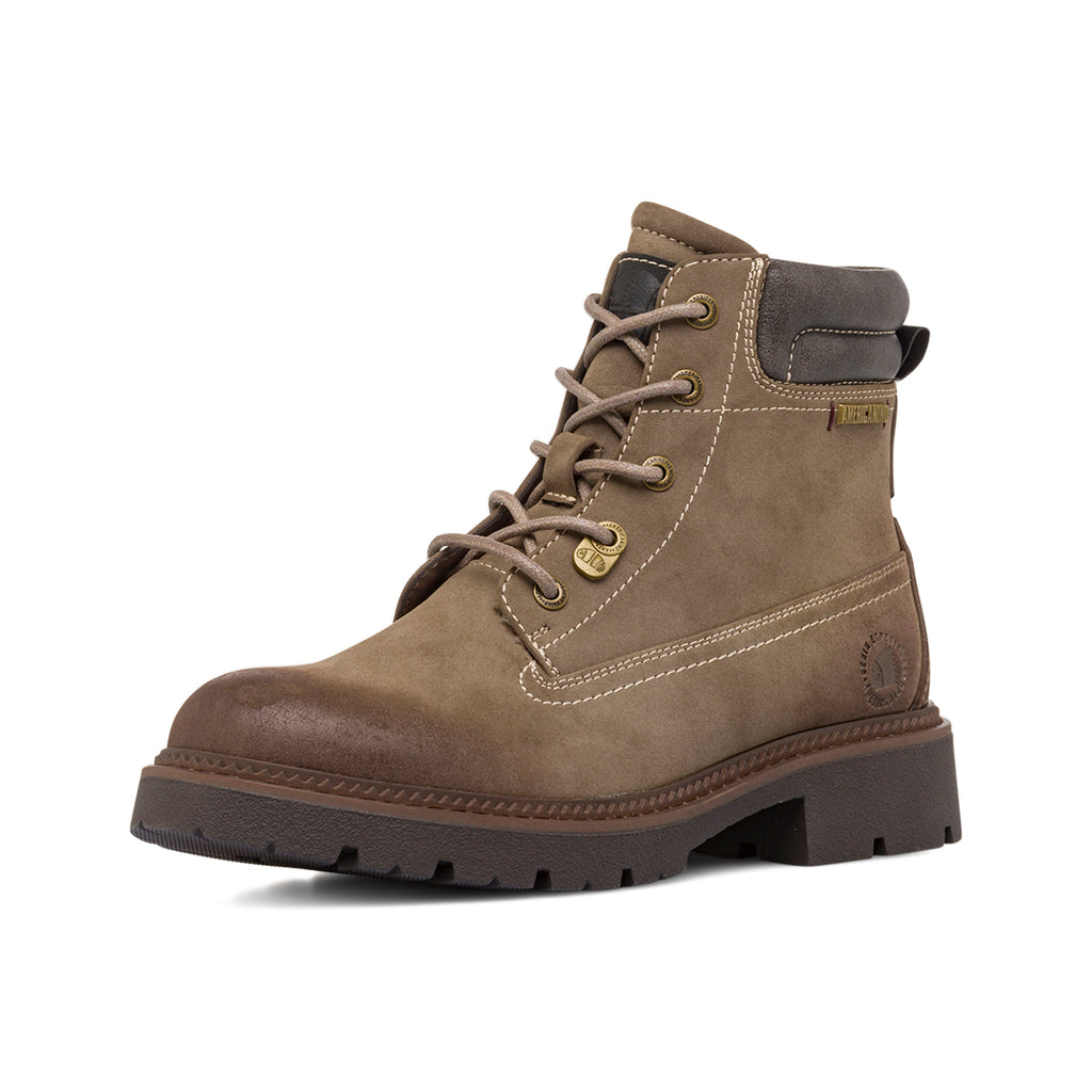 Anfibi da uomo Americanino taupe con chiusura lacci e zip laterale.