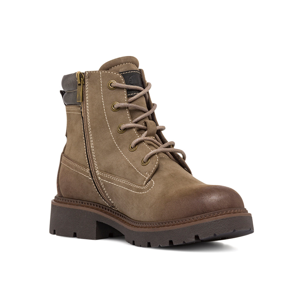 Anfibi da uomo Americanino taupe con chiusura lacci e zip laterale.