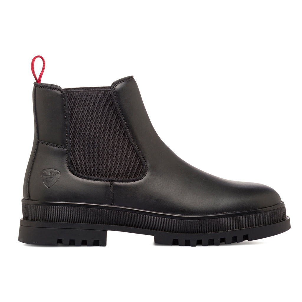 Stivaletti da uomo neri Ducati in similpelle con dettaglio rosso