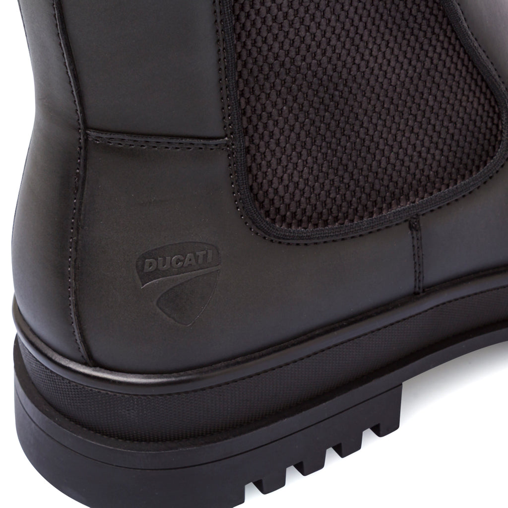 Stivaletti da uomo neri Ducati in similpelle con dettaglio rosso