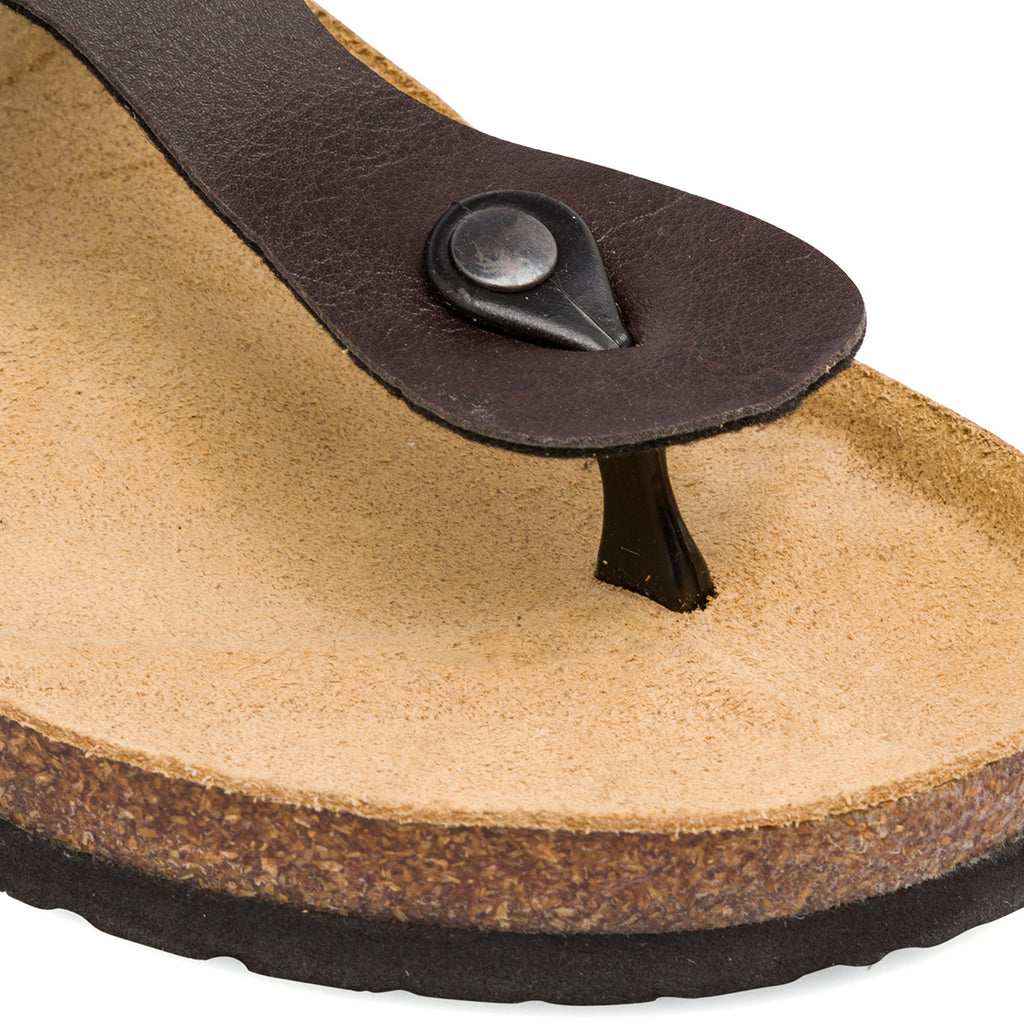 Ciabatte infradito marroni da Uomo con sottopiede in pelle Riflessi Urbani