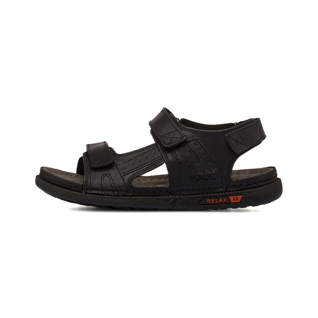 Sandali comfort neri da Uomo in pelle con chiusura a strappo P Soft