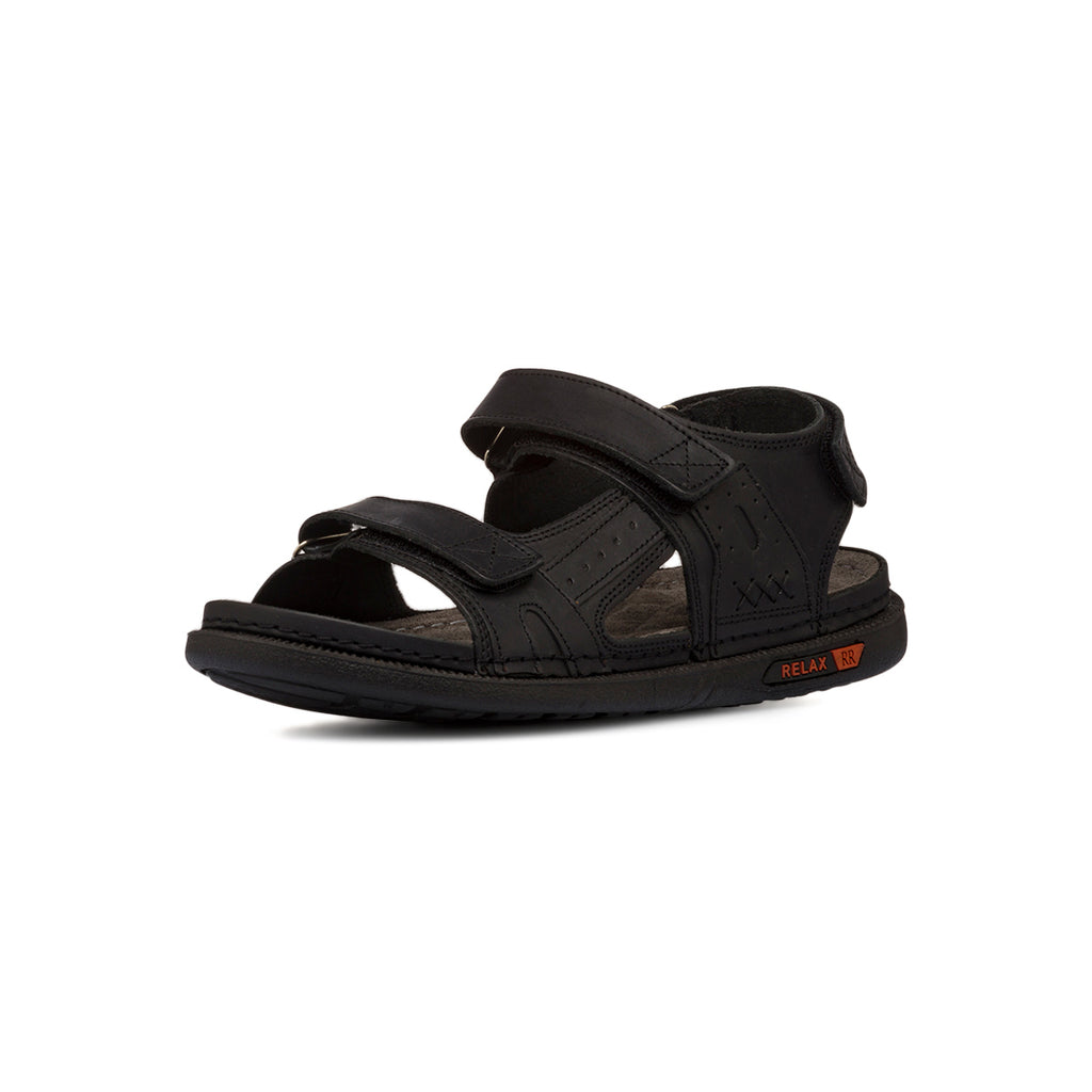 Sandali comfort neri da Uomo in pelle con chiusura a strappo P Soft