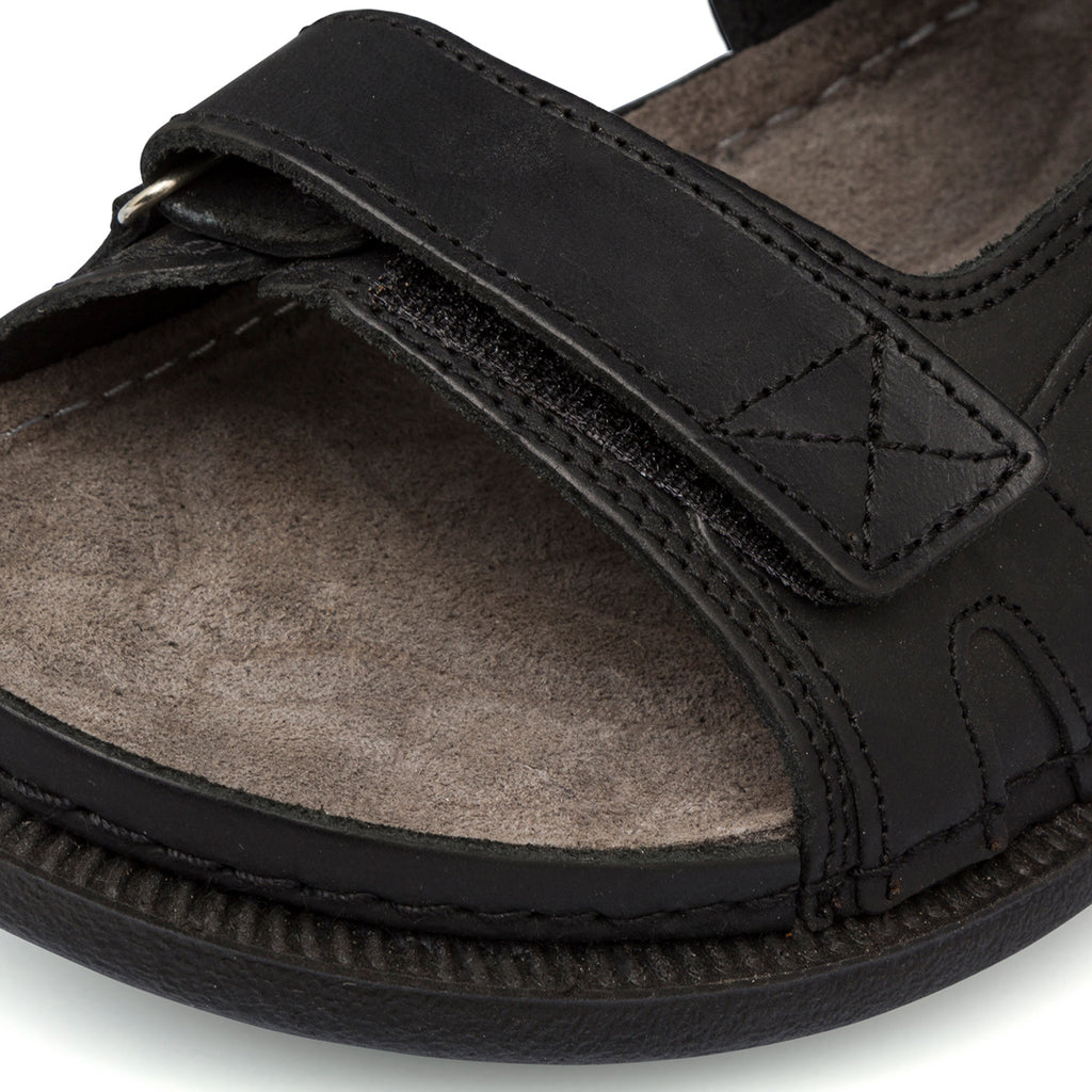 Sandali comfort neri da Uomo in pelle con chiusura a strappo P Soft