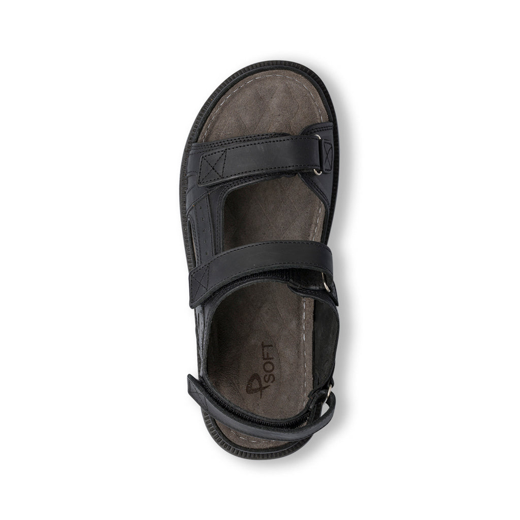 Sandali comfort neri da Uomo in pelle con chiusura a strappo P Soft