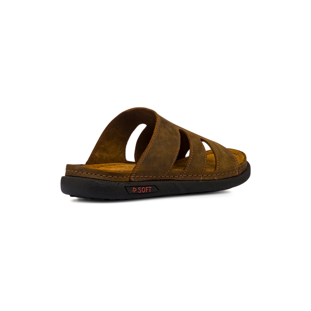 Ciabatte casual comfort Marroni da Uomo in Pelle P Soft