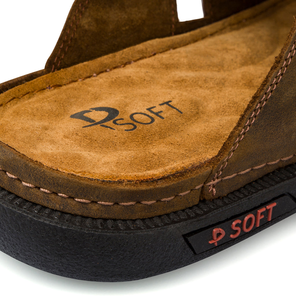 Ciabatte casual comfort Marroni da Uomo in Pelle P Soft