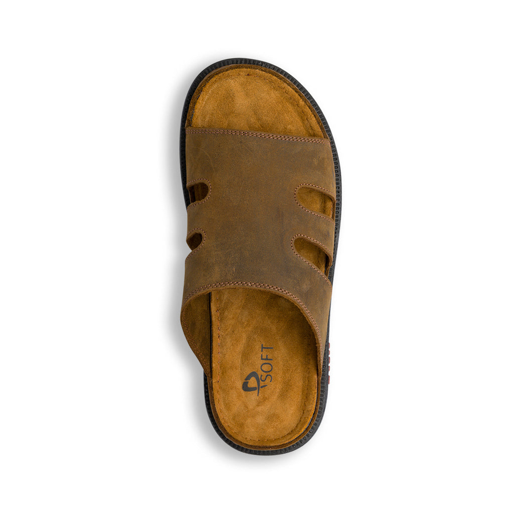 Ciabatte casual comfort Marroni da Uomo in Pelle P Soft
