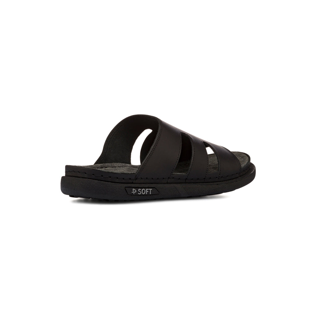 Ciabatte Casual Comfort Nere da Uomo in Pelle P Soft