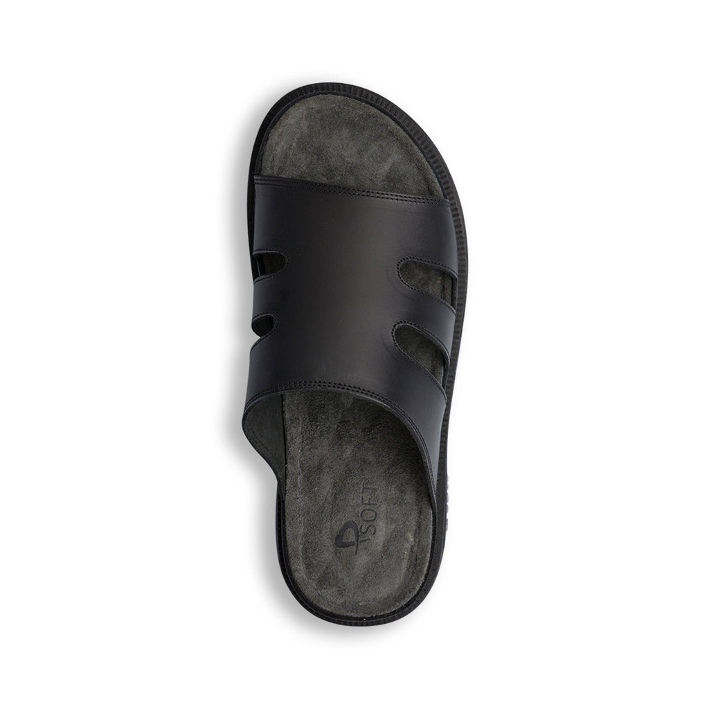 Ciabatte Casual Comfort Nere da Uomo in Pelle P Soft