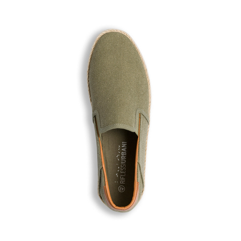 Espadrillas Slip-on Verdi da uomo con suola in Corda Intrecciata Riflessi Urbani