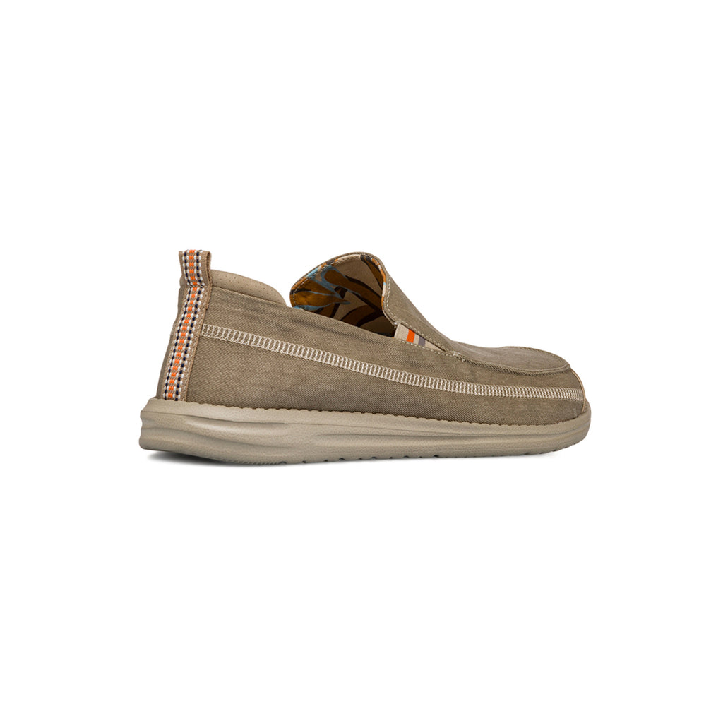 Mocassini Beige da Uomo in tessuto con inserti cuciti Glams