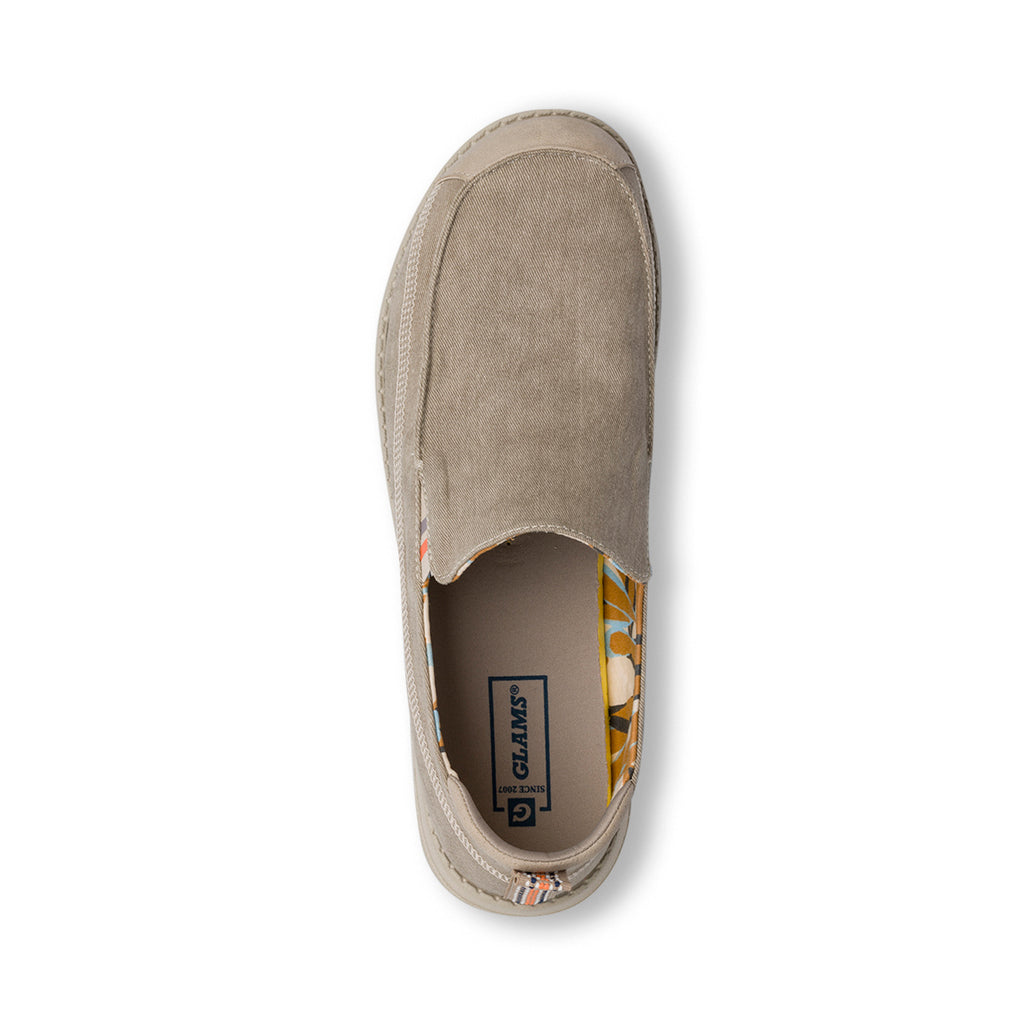 Mocassini Beige da Uomo in tessuto con inserti cuciti Glams