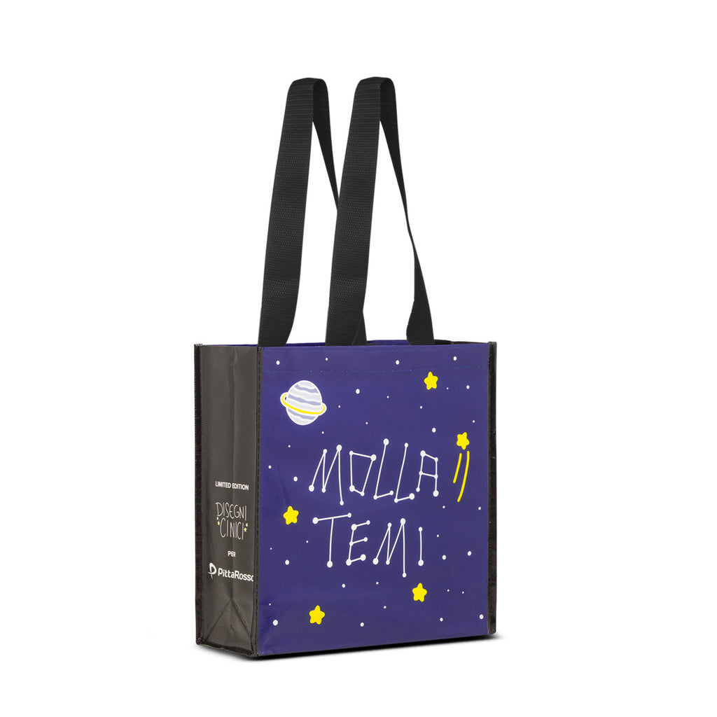 Shopper piccola blu in TNT Disegni Cinici