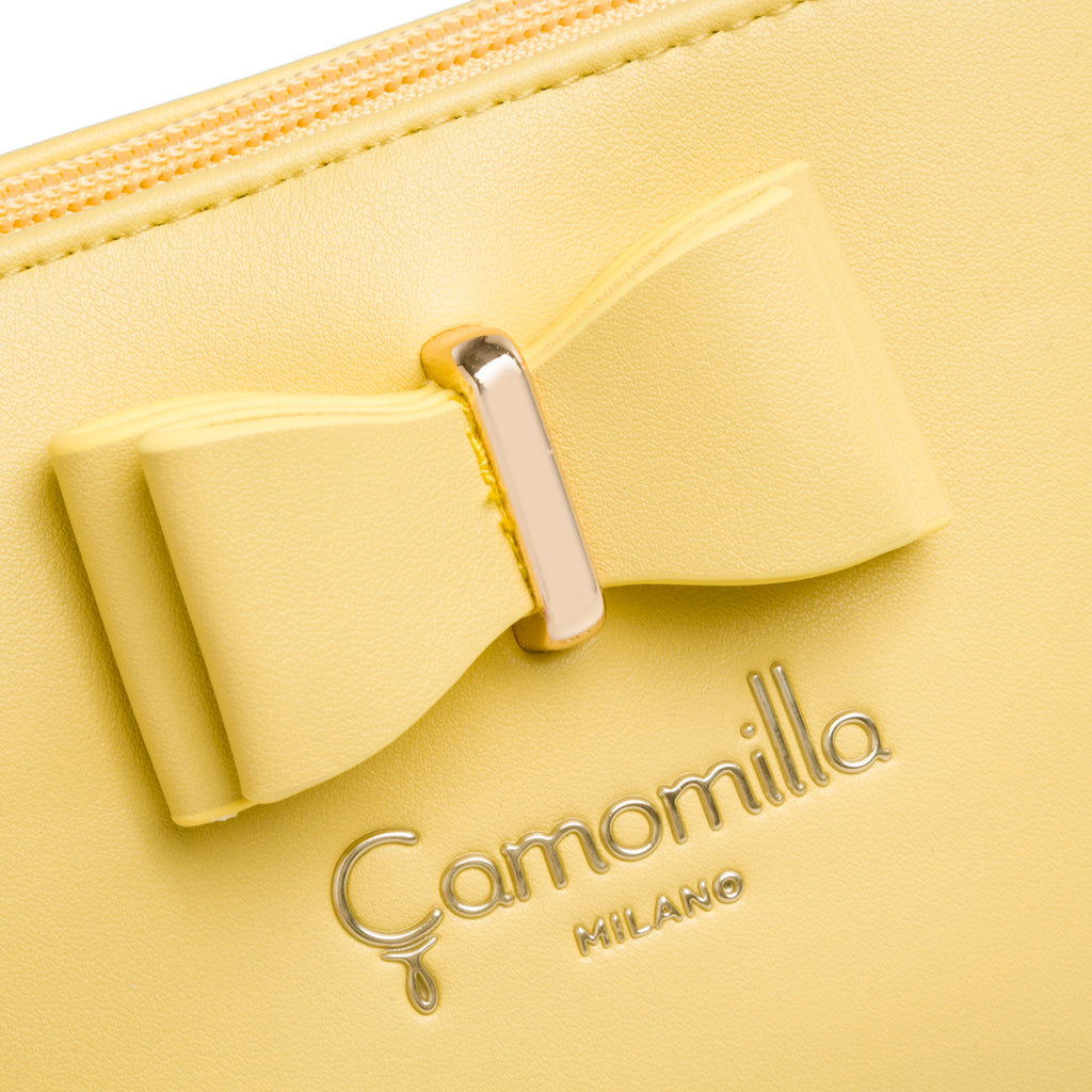 Astuccio a busta giallo da donna con fiocco Camomilla Milano