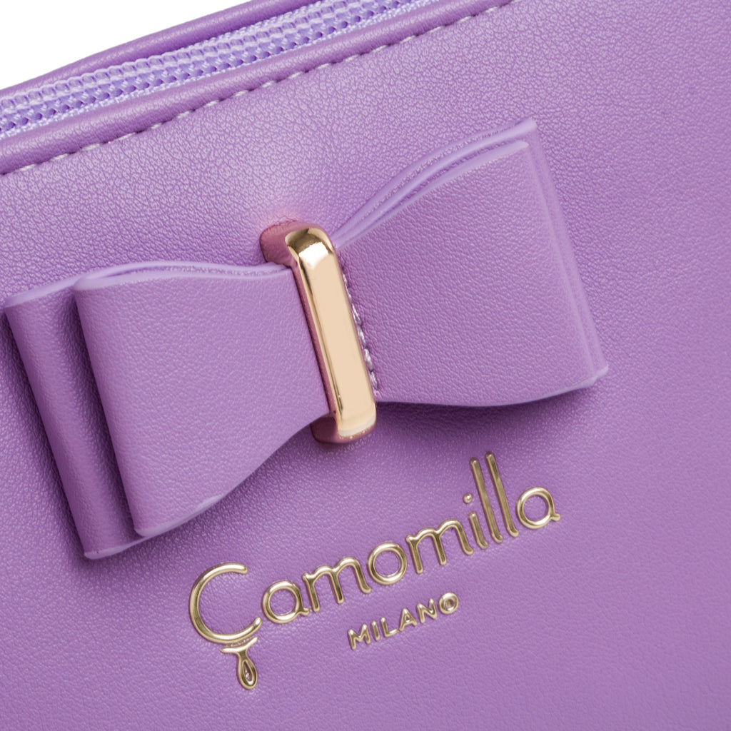 Astuccio a busta viola lilla da donna con fiocco Camomilla Milano