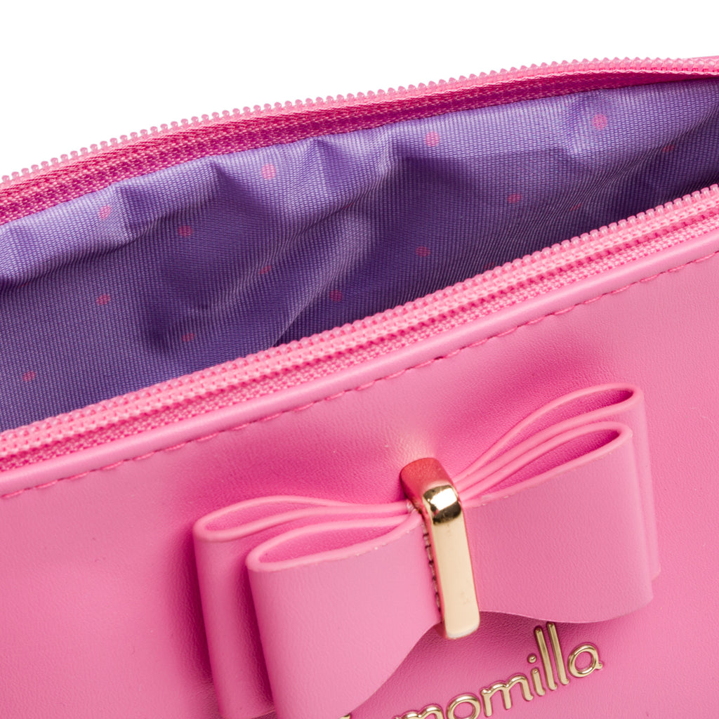 Astuccio a busta rosa da donna con fiocco e con manico Camomilla Milano