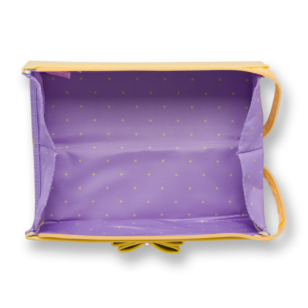 Astuccio giallo e viola da donna con fiocco Camomilla Milano