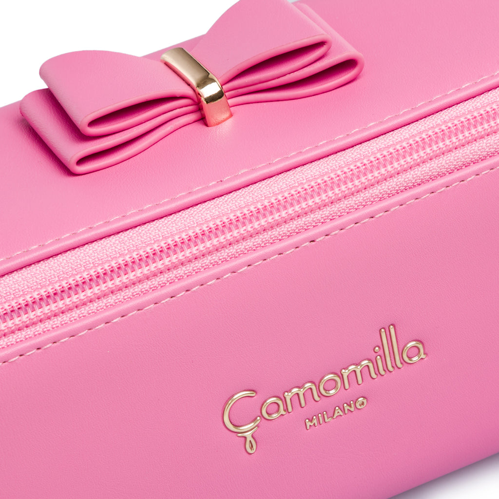 Astuccio rosa e viola da donna con fiocco Camomilla Milano