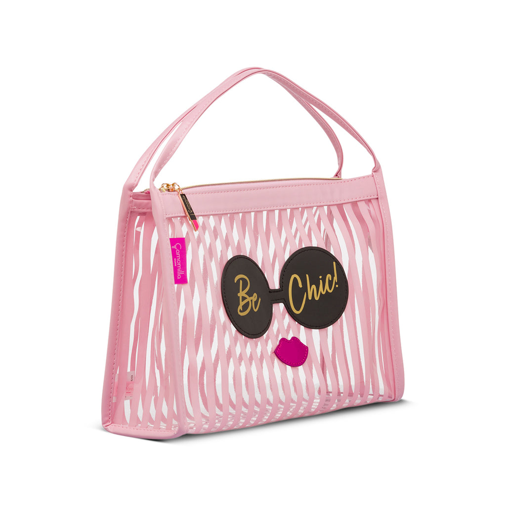 Busta beauty case con manici rosa Camomilla Milano Be Chic