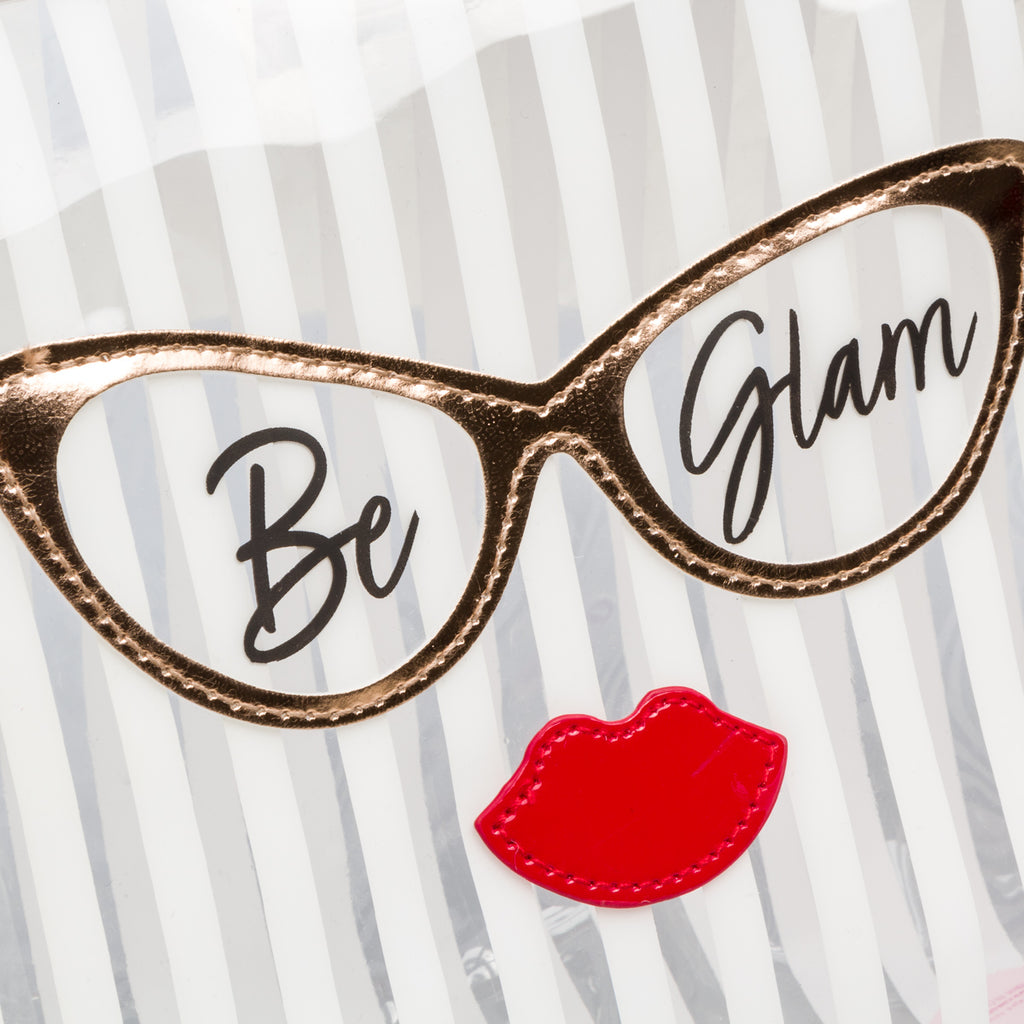 Busta beauty case con manici bianchi e oro rosa Camomilla Milano Be Chic